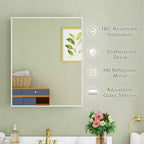 Armoire à pharmacie Elise avec miroir, armoire de salle de bain à montage en surface ou encastré, étagères réglables en verre trempé, réversible