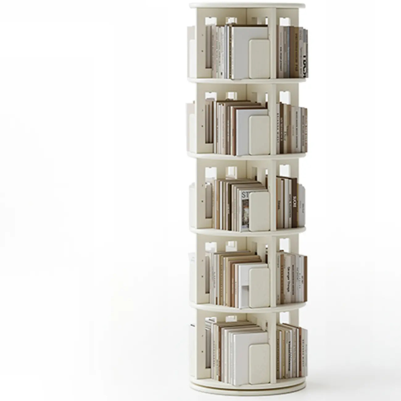 Bibliothèque verticale ouverte à l'arrière en hévéa pivotante avec tiroir