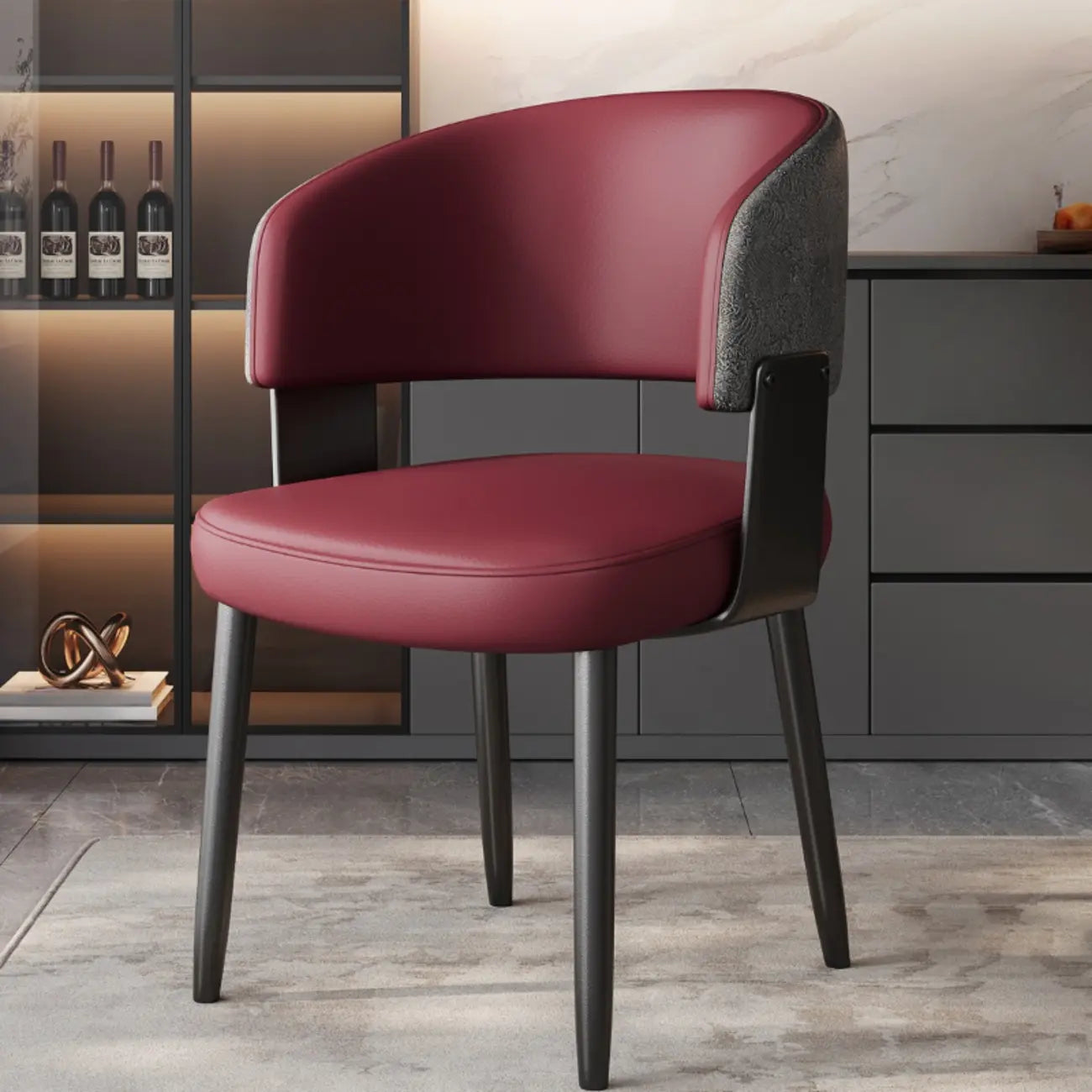 Chaise de salle à manger moderne glamour en cuir