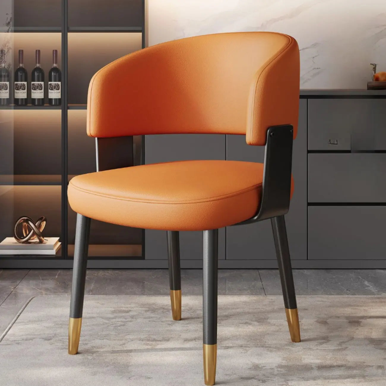 Chaise de salle à manger moderne glamour en cuir