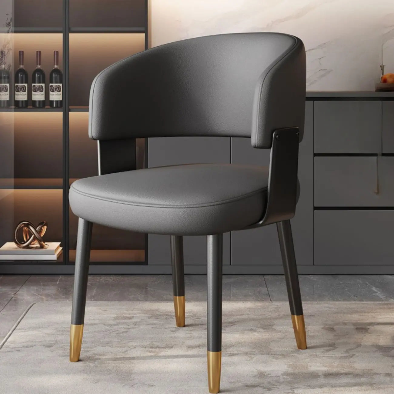 Chaise de salle à manger moderne glamour en cuir