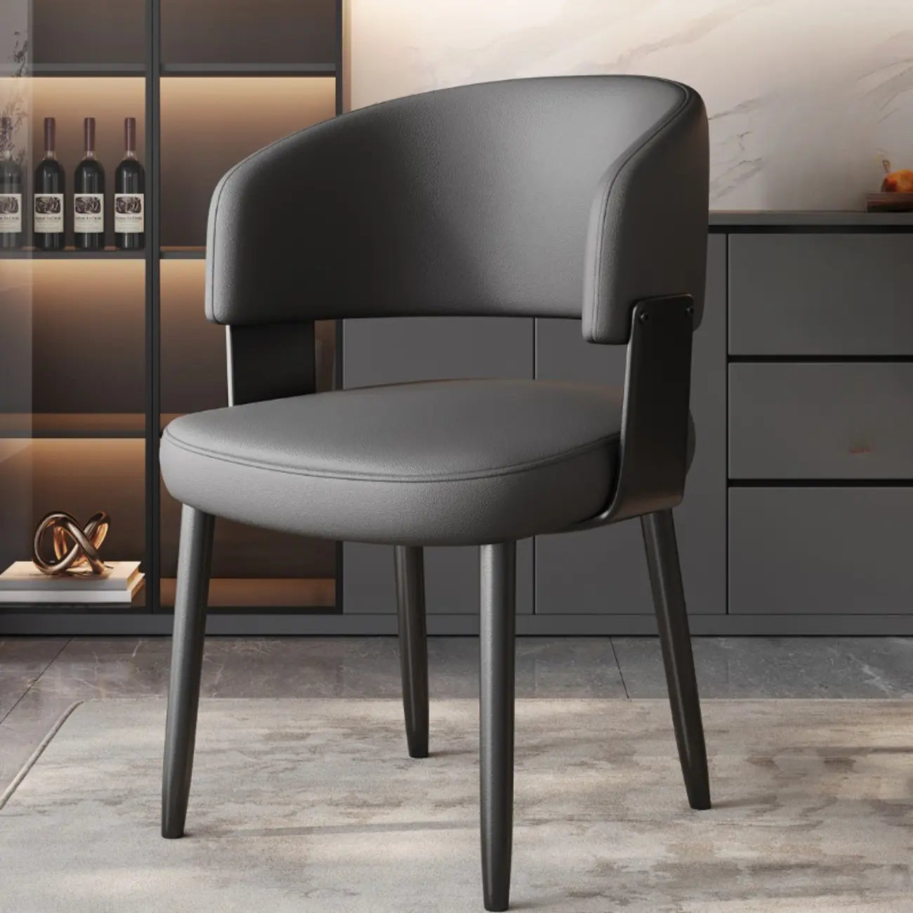 Chaise de salle à manger moderne glamour en cuir