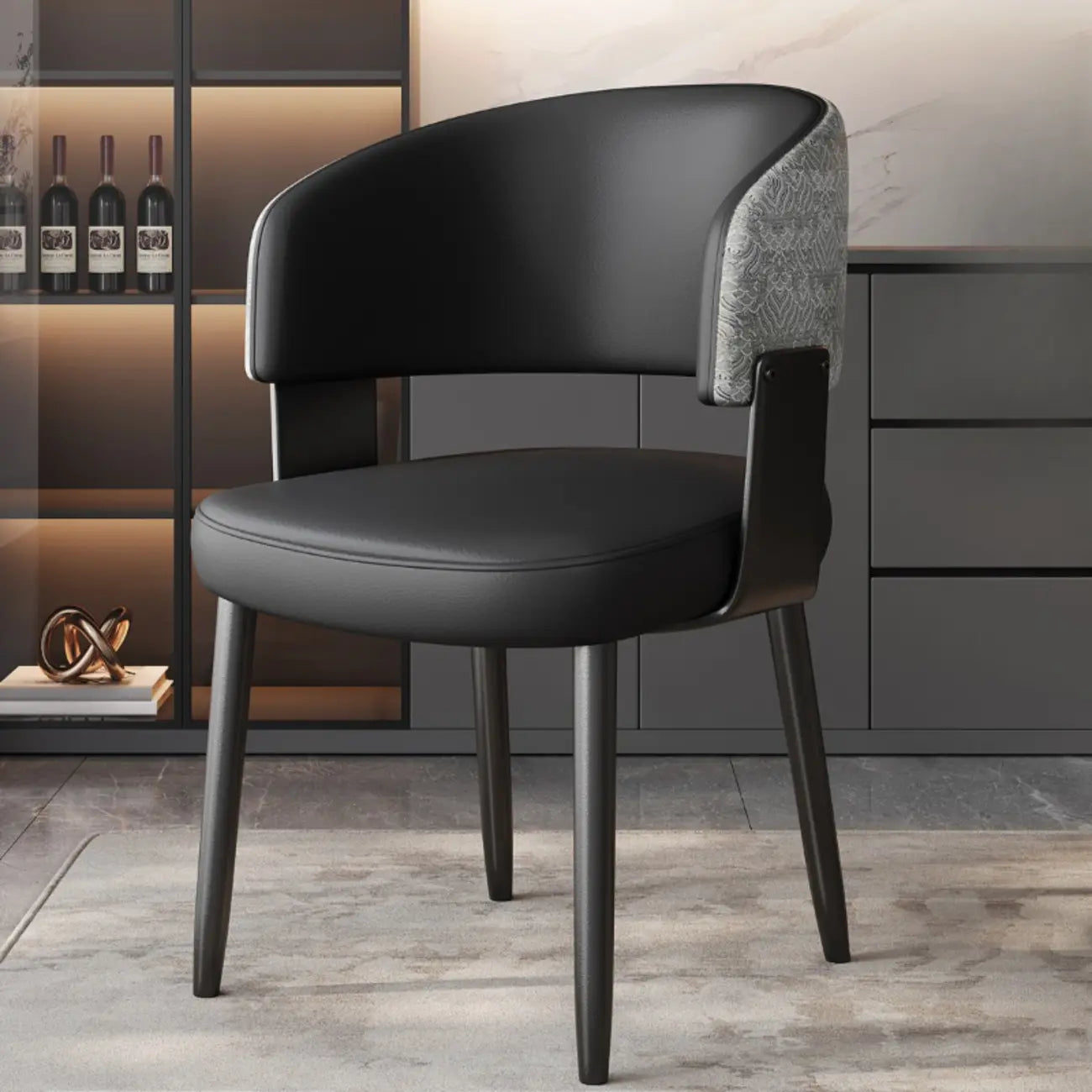 Chaise de salle à manger moderne glamour en cuir