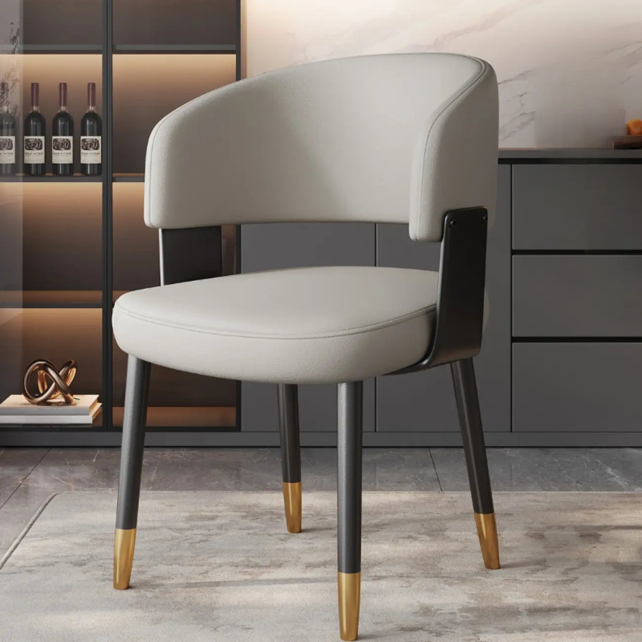 Chaise de salle à manger moderne glamour en cuir