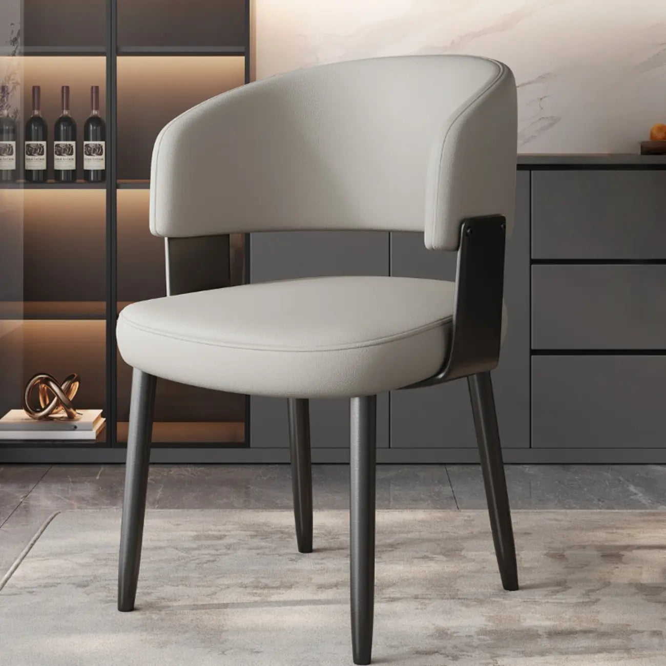 Chaise de salle à manger moderne glamour en cuir