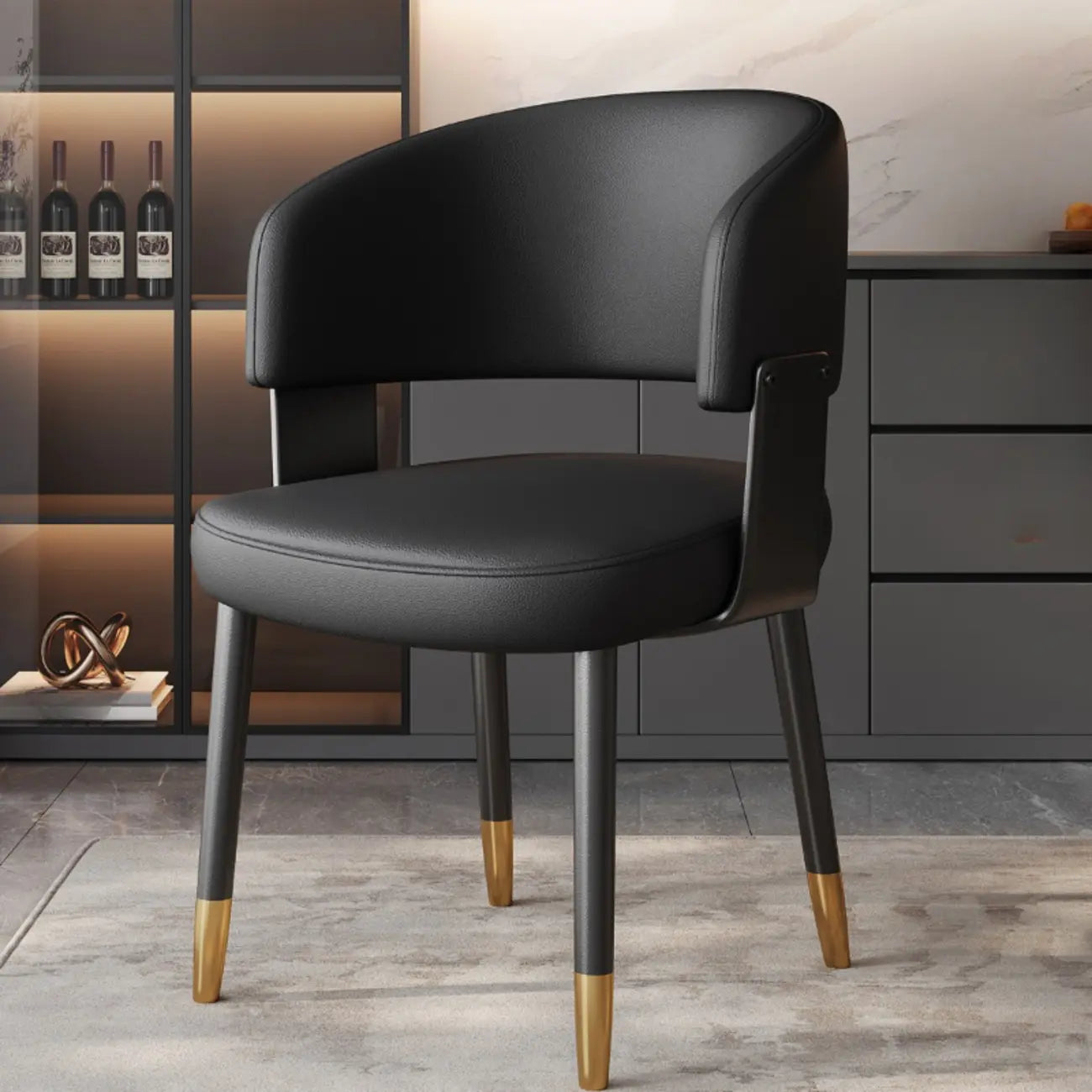 Chaise de salle à manger moderne glamour en cuir