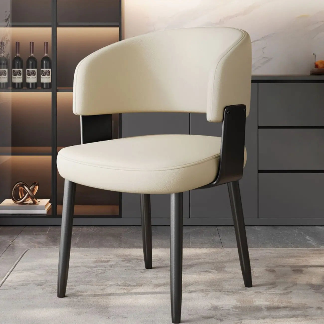 Chaise de salle à manger moderne glamour en cuir