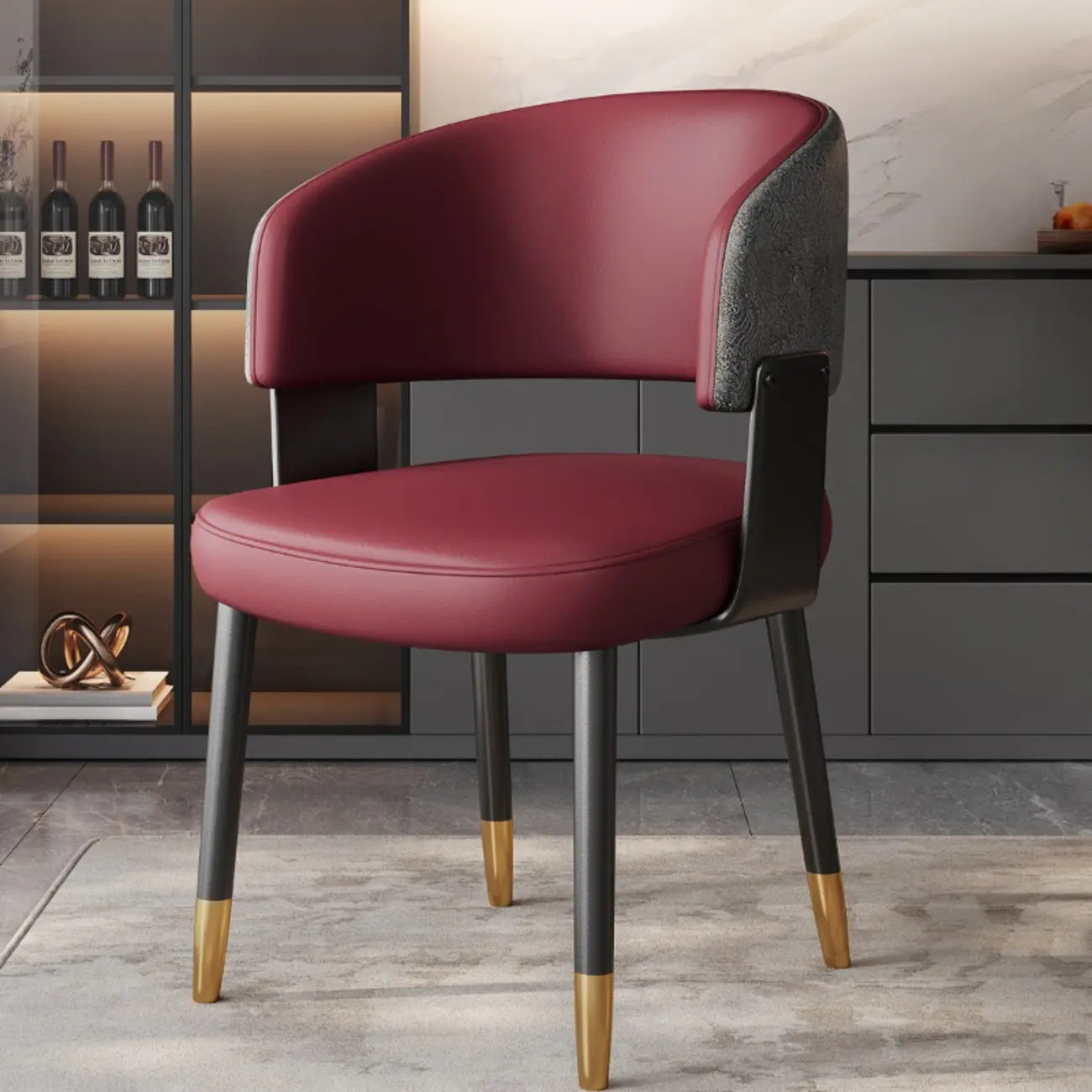 Chaise de salle à manger moderne glamour en cuir