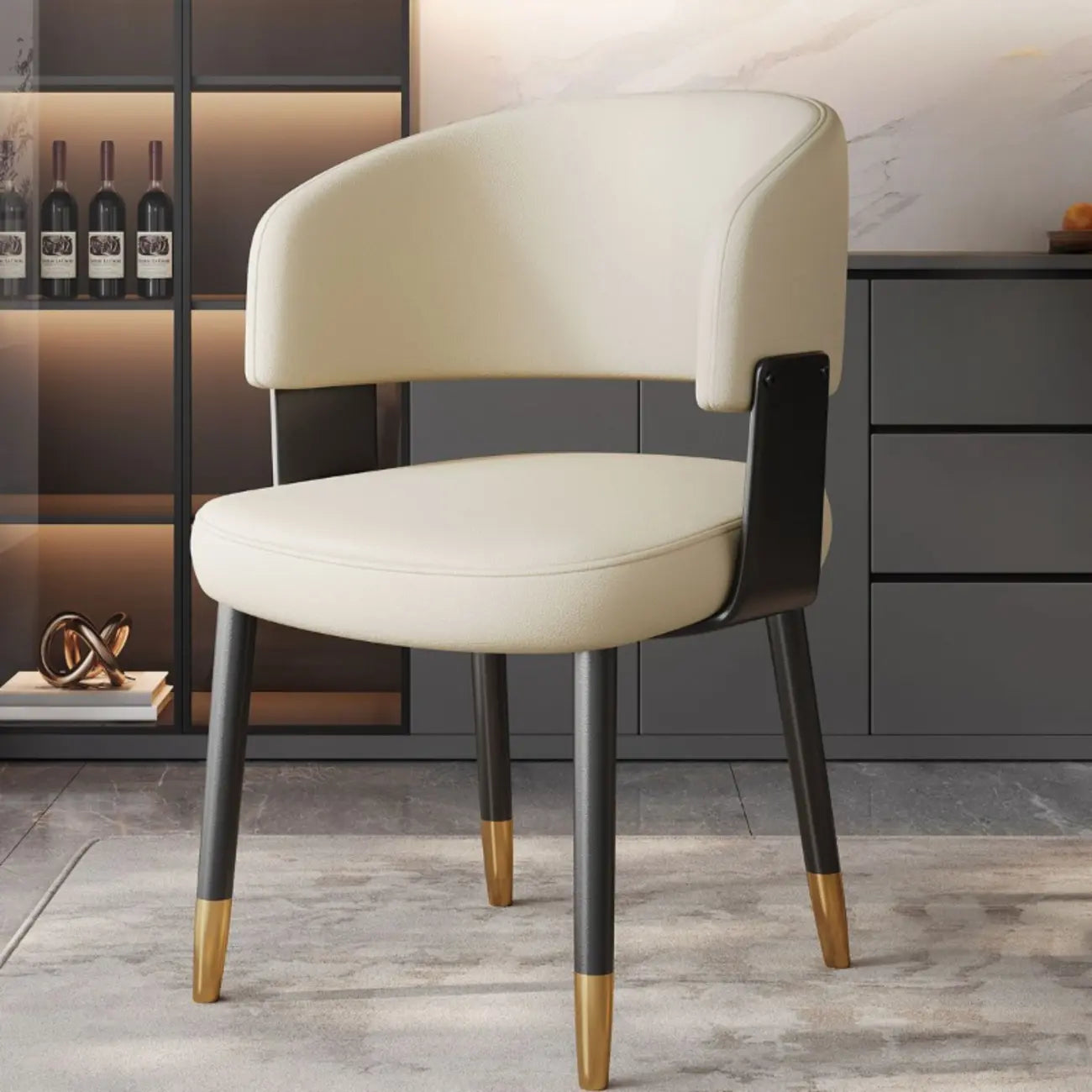 Chaise de salle à manger moderne glamour en cuir