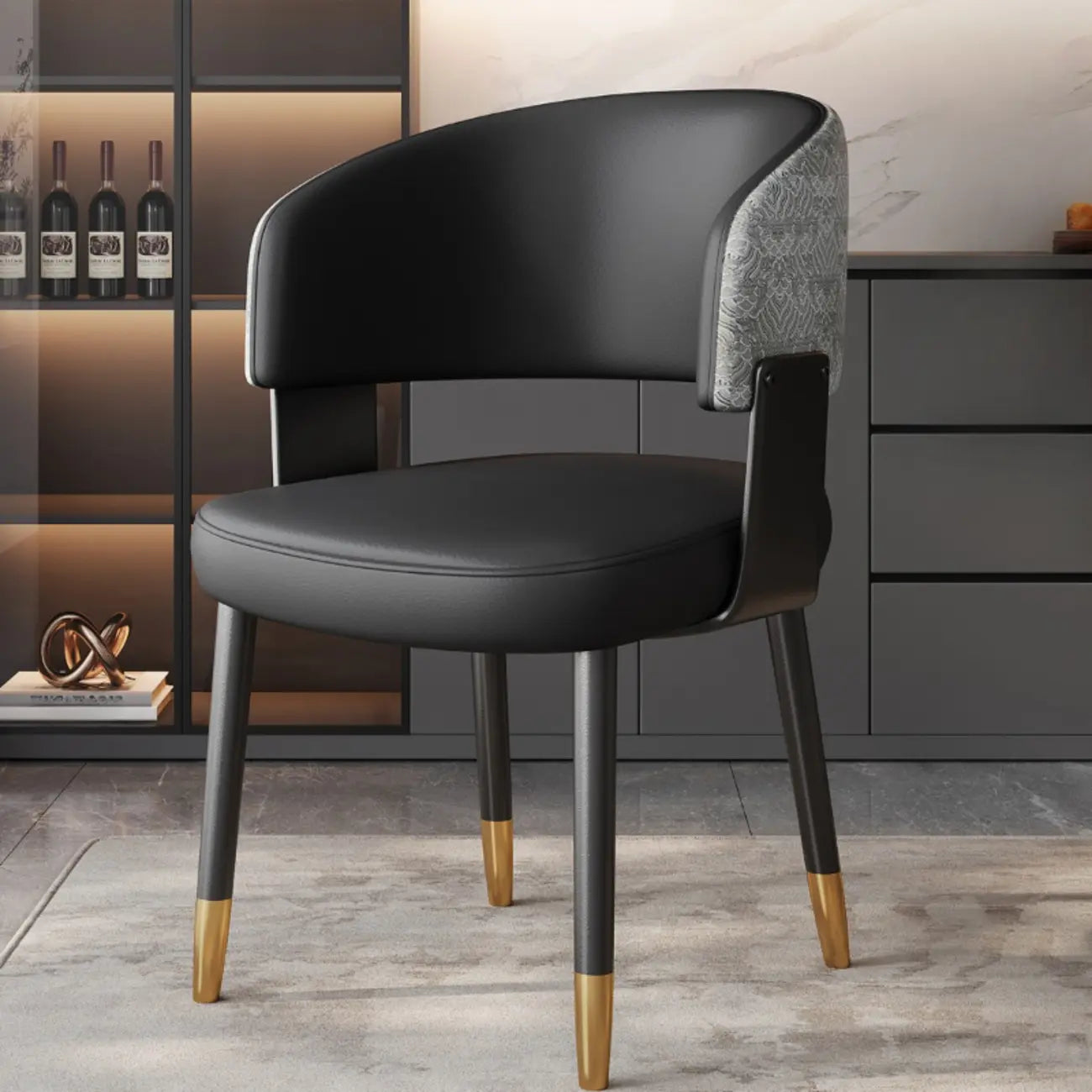 Chaise de salle à manger moderne glamour en cuir