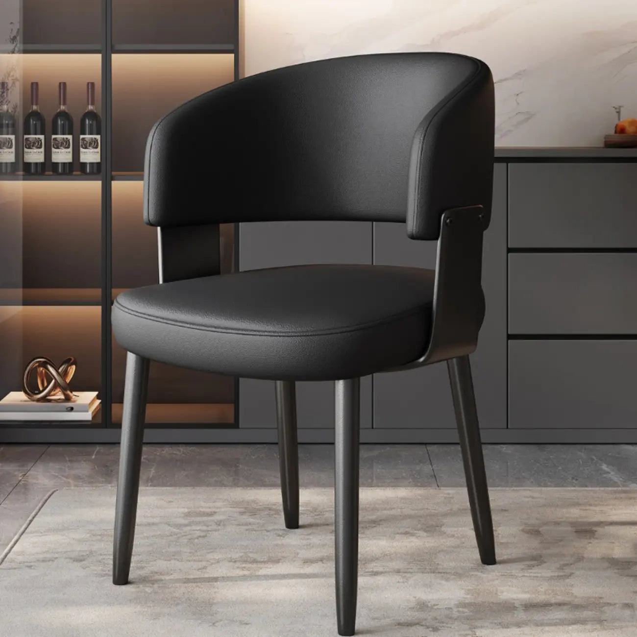 Chaise de salle à manger moderne glamour en cuir