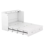 Lit escamotable Whisen avec structure de poulie, se plie dans une armoire avec tiroir et ports USB