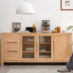 Buffet moderne en bois avec étagères et tiroirs