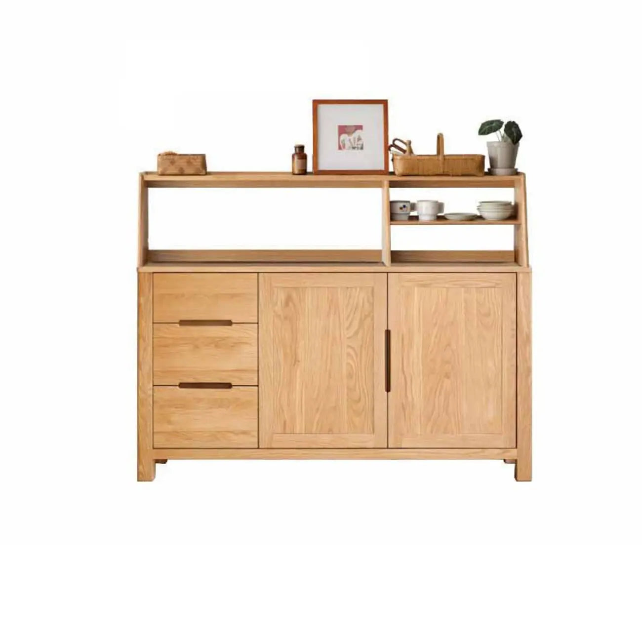 Buffet moderne en bois avec étagères et tiroirs