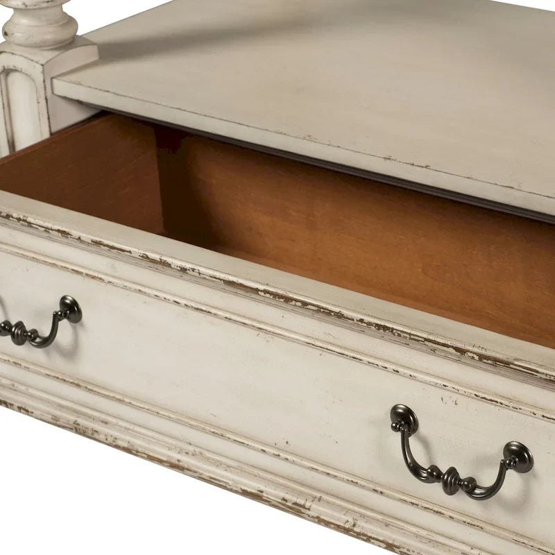 Table de rassemblement Magnolia Manor Antique White Weathered Bark