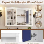 Meuble haut de salle de bain de 47 pouces, Armoire à pharmacie murale avec miroir et étagères ouvertes, Armoire de rangement flottante au-dessus des toilettes pour salle de bain