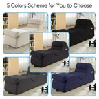 Mjkone Chaise Longue de Yoga en Velours Côtelé, Canapé de Yoga Incurvé avec Appui-Tête/Coussin Lombaire/Repose-Pieds Amovibles, Base Antidérapante
