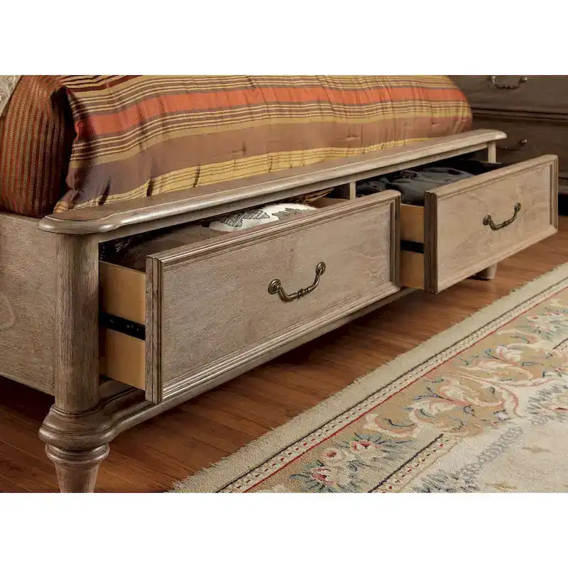 Lit plateforme Wury gris rustique en bois massif à 2 tiroirs par Furniture of America