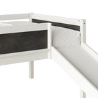 Lit mezzanine bas classique double CraftPorch avec tableau noir, toboggan et échelle