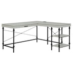 Bureau d'ordinateur d'angle en métal de 59 pouces Haley Farmhouse avec ports USB par Furniture of America