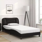vidaXL Cadre de lit noir taille double avec tête de lit en mousse et bande lumineuse LED - Revêtement en similicuir contemporain - Meubles de chambre à coucher