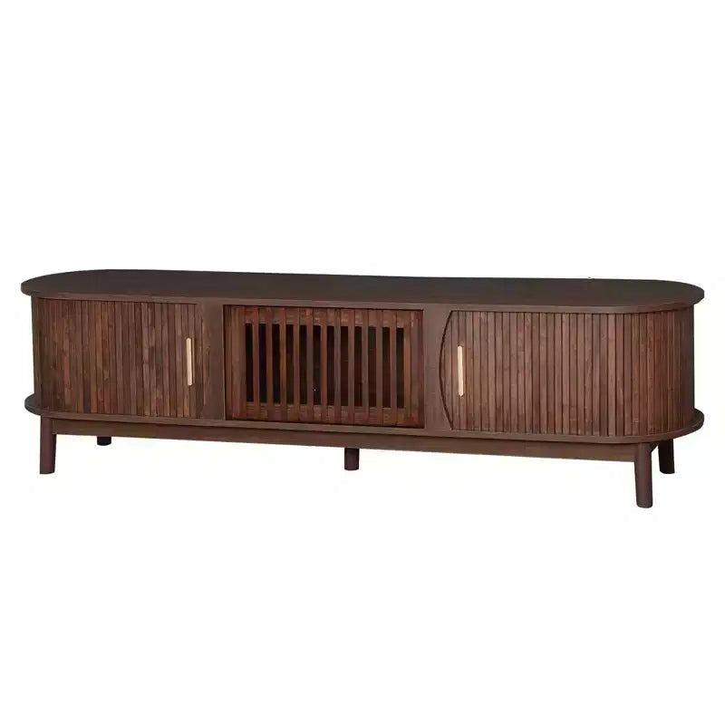 PexFix 66.9 Meuble TV Moderne de Ferme pour TV 75 Pouces, Meuble TV en Bois avec Rangement, Table Console TV pour Salon Chambre, Marron