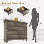 Commode à 9 tiroirs pour chambre à coucher, commode en bois avec grands tiroirs et poignées en métal