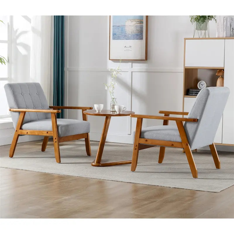 Lot de 2 fauteuils d'appoint modernes du milieu du siècle avec table d'appoint