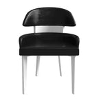 LeisureMod Ethos Chaises de Salle à Manger Modernes (Lot de 2) Sièges en Cuir avec Dossier Courbé et Pieds en Fer Noir, Places Assises pour Cuisine, Salle à Manger, Café