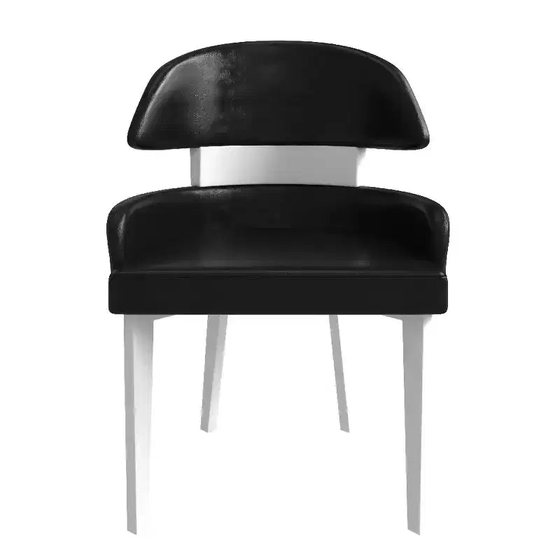 LeisureMod Ethos Chaises de Salle à Manger Modernes (Lot de 2) Sièges en Cuir avec Dossier Courbé et Pieds en Fer Noir, Places Assises pour Cuisine, Salle à Manger, Café