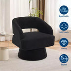 Fauteuil pivotant rond en velours – Fauteuil lounge moderne avec dossier rayé et coussin moelleux, chaise d'appoint élégante pour salon, chambre à coucher