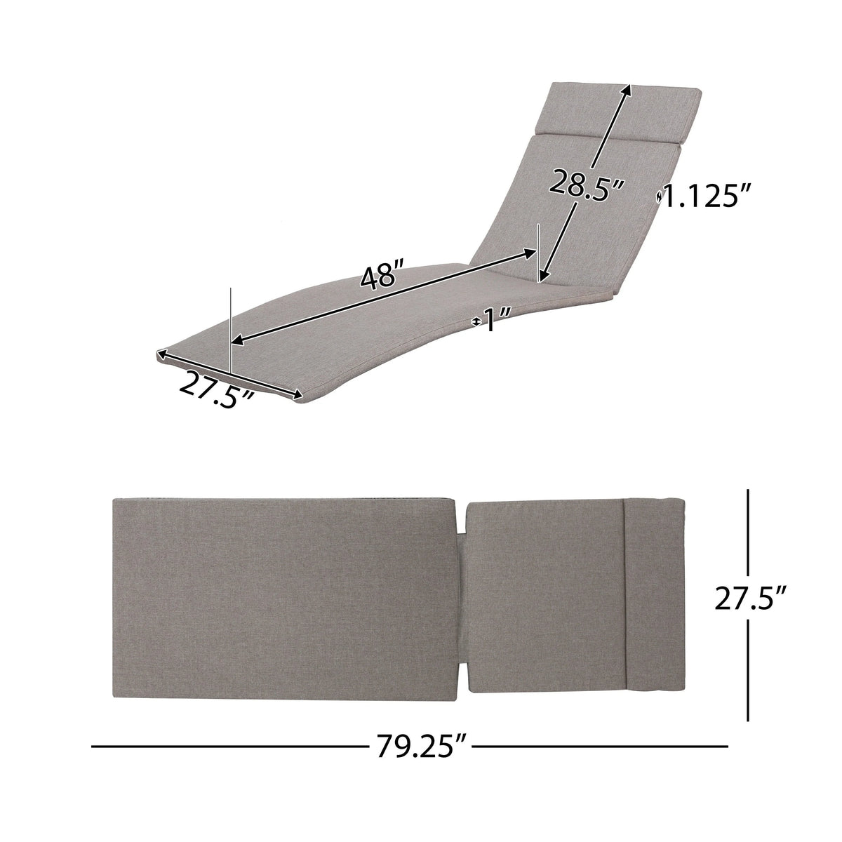 Ensemble de coussins d'extérieur Salem pour chaise longue - Coussins uniquement (lot de 2) par Christopher Knight Home - 79,25L x 27,50W x 1,50H