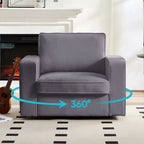 Mjkone Fauteuil pivotant moderne 360°, Fauteuil carré rembourré, Canapé simple confortable en chenille