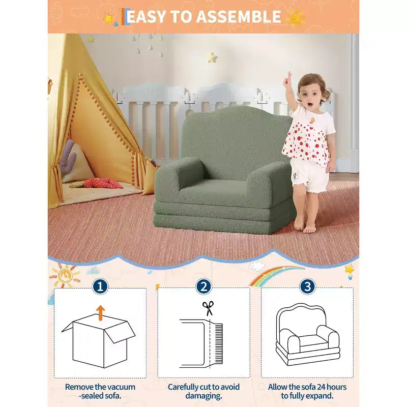 Canapé et fauteuil pour enfants 2-en-1 – Sofa en mousse pliable pour tout-petits