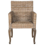 Chaise de salle à manger en rotin tressé avec accoudoirs, lot de 2