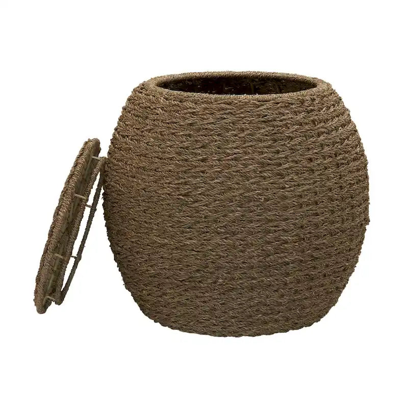 Table d'appoint en osier tissé à la main avec panier de rangement - 17,0 long. x 17,0 larg. x 19,0 haut.