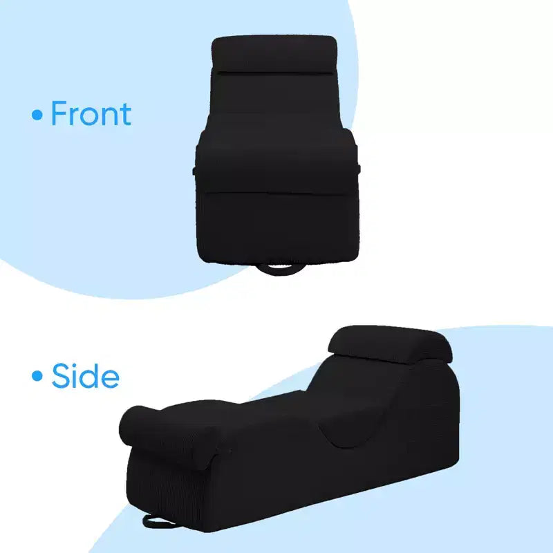 Mjkone Chaise Longue de Yoga en Velours Côtelé, Canapé de Yoga Incurvé avec Appui-Tête/Coussin Lombaire/Repose-Pieds Amovibles, Base Antidérapante