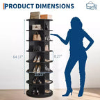 Tour de rangement pour chaussures rotative à 7 niveaux, organisateur de chaussures sur pied, présentoir à chaussures vertical rotatif à 360°, support de rangement rond pour chaussures