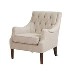 Okak Fauteuil d'appoint contemporain avec boutons capitonnés, coussin rembourré et pieds en bois, pour salon, chambre ou coin lecture