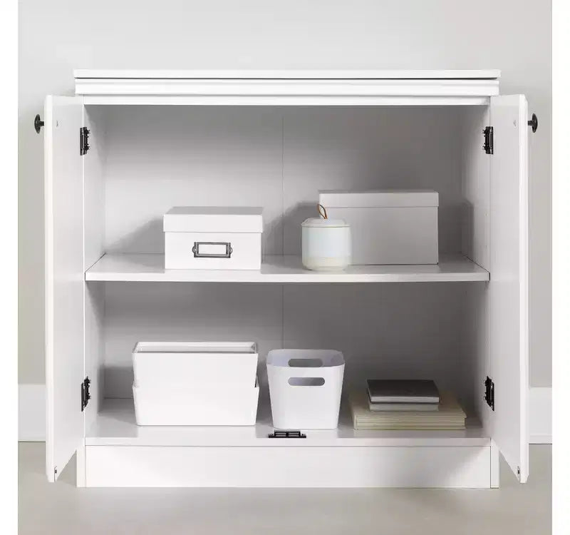Meuble de rangement de transition HomeStock petit à 2 portes, blanc pur