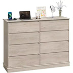 Commode double COZONY 51 po de large à 8 tiroirs – Grande commode horizontale avec tiroirs profonds et plateau large pour chambre, dressing, salon et couloir