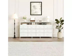 Commode TV de 160 cm en tissu pour chambre à coucher - Commode longue à 12 tiroirs pour salon - Commode noire avec étagères ouvertes