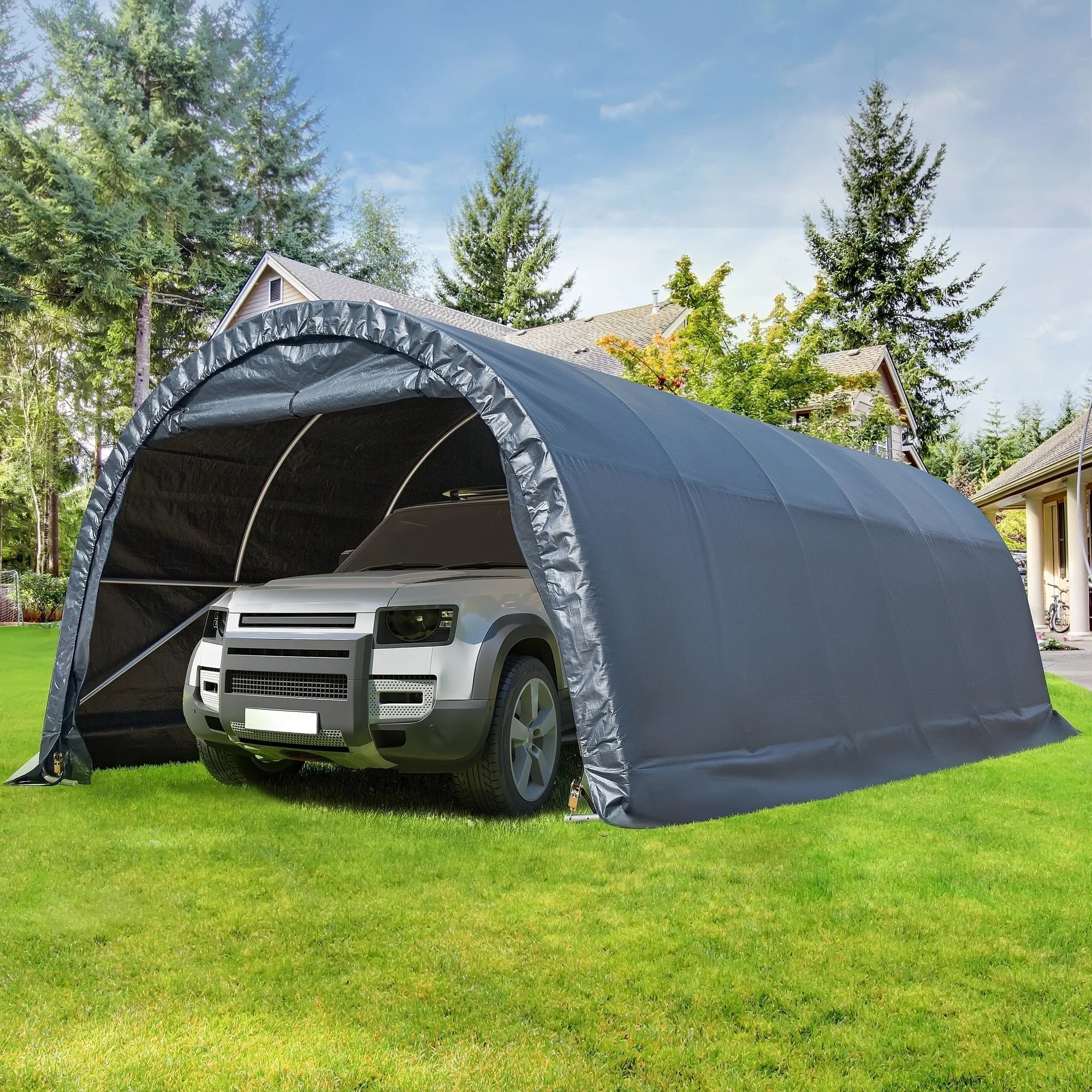 Abri de rangement extérieur et abri de voiture : abri portable pour vélos, motos et rangement de jardin