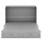 Lit escamotable Whisen avec structure de poulie, se plie dans une armoire avec tiroir et ports USB