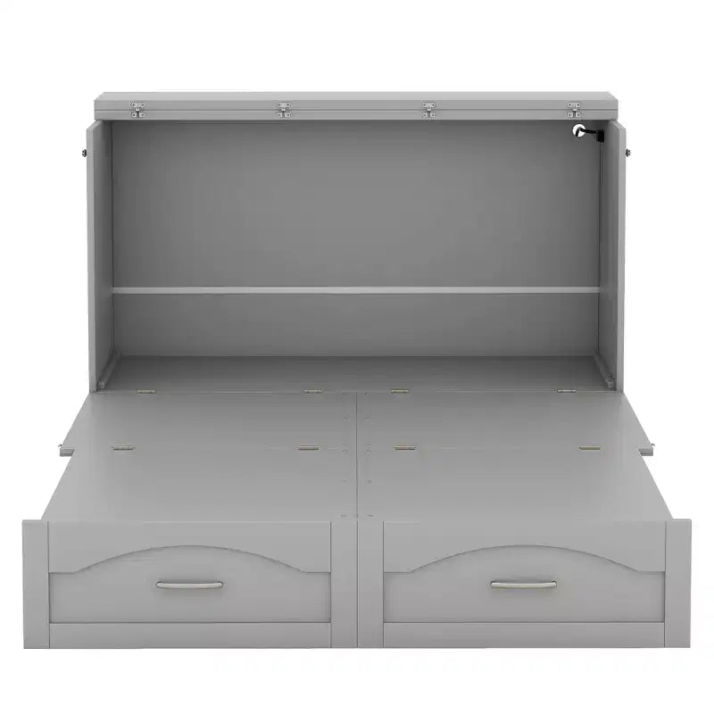 Lit escamotable Whisen avec structure de poulie, se plie dans une armoire avec tiroir et ports USB
