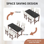 Ensemble de salle à manger 5 pièces à hauteur de comptoir, table de bar en faux marbre et 4 chaises rembourrées