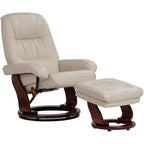 Fauteuil Inclinable BenchMaster Kyle en Faux Cuir Taupe Fauteuil Moderne avec Repose-pieds Ottomane Inclinable Manuellement Ergonomique et Pivotant pour Chambre Salon Lecture