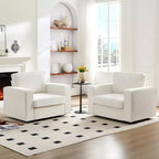 Mjkone Fauteuil pivotant moderne 360°, Fauteuil carré rembourré, Canapé simple confortable en chenille