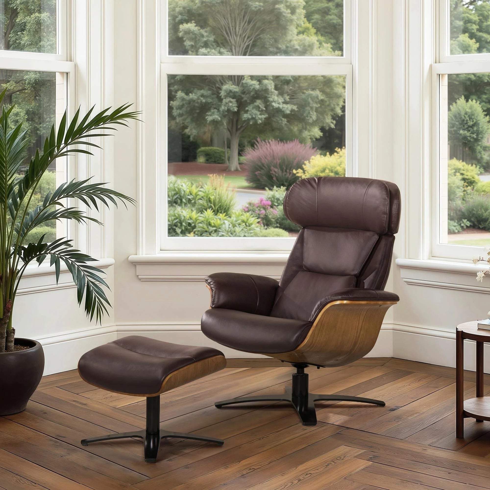 Jovan 31.5 Fauteuil inclinable en cuir véritable avec ottoman