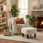 Fauteuil pivotant FurnitureR avec pouf, ensemble fauteuil de salon rembourré et repose-pieds, fauteuil moderne et confortable pour salon, chambre à coucher, coin lecture